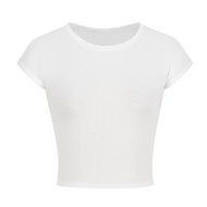 YFS | Slim Fit Short Sleeve round Neck T-Shirt Womens Fashion Belted Waist Exposed Low Waist Korean