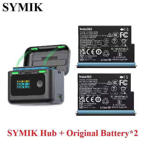 SYMIK Intelligent Charging Case For Insta360 X4 Air Batteries 24W Fast Charging Total Power For Inst