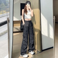 slack pants woman seluar slack wanita seluar perempuan Seluar dasi-dye hitam wanita musim panas nipi