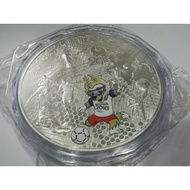 21st World Cup Russia 2018 Soccer Football 1 kg kilo Colored Silver Plated Coin Round 1kg