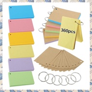 (SDRB) 600 Piece Multicolor Index Cards Revision Cards with 6 Binder Rings Random Color Paper Kraft