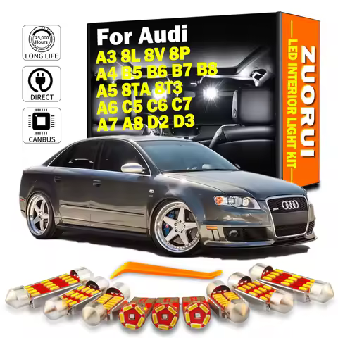 ZUORUI Canbus LED Interior Dome Light Kit For Audi A3 8L 8V 8P A4 B5 B6 B7 B8 A5 8TA 8T3 A6 C5 C6 C7