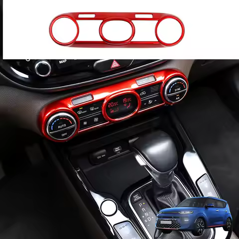 Red Carbon Fiber Interior Air Conditional Adjustment Cover Switch Button Trim Frame Cover For KIA So