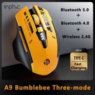 Inphic A9 Bumblebee 2.4G Bluetooth Rechargeable Wireless Silent Gaming Mouse 2400DPI Three-mode Mech