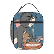 Tom And Jerry Kids lunch bag Portable School Grid Lunch Box Student with Keep Warm and Cold