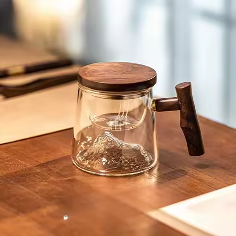 High borosilicate Pyrex tea cup office filtration integrated transparent glass tea drink