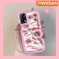 YIWESAN เคสสำหรับ OPPO A74 4G A95 4G A74 F19S F19 5G A54 5G Reno 6 Lite เคสใสลาย3D การ์ตูนกระต่ายน่ารักสร้างสรรค์เคสมือถือน่ารักเลนส์กล้องถ่ายรูปมอนสเตอร์ตัวเล็กเคสป้องกันเคสซิลิโคนใสกันกระแทก