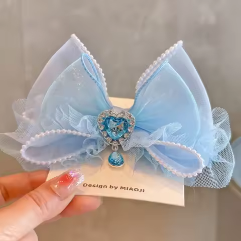 Bobby Fairy Tale Korean 3d Stand Bow Hairpin Princess Elsa Bow Children Hair Accessories Fairy Energ