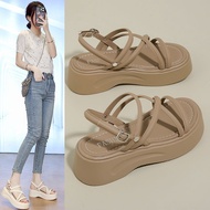 Platform Sandals Women 2025 New Summer French Fairy Evening Wind One-Strap Heightening Roman Sandal