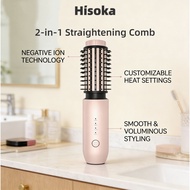 Hisoka 2 IN 1 Portable Wireless Hair Straightener Comb Negative Ion Haircare 7000Mah Cordless Hot Br