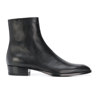 Chelsea Boots รองเท้าบู๊ทส้นเตี้ยผู้ชายหนังแท้ทรงหัวแหลม บู๊ทฤดูหนาวแบบมีซิป รองเท้าบู๊ทส้นเตี้ยสไตล