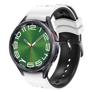 全城熱賣 - 適用於三星 Galaxy Watch 6 雙色多孔硅膠錶帶（白黑）
