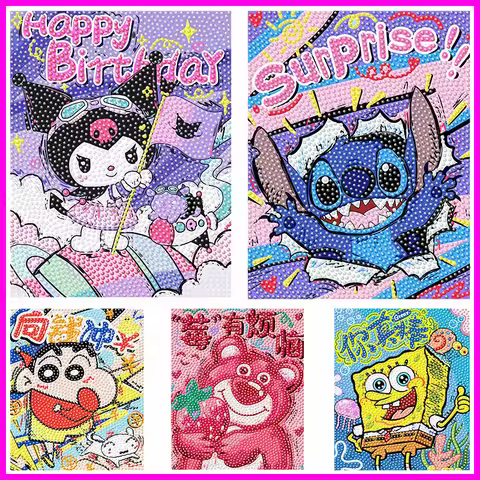 Cartoon Diamond Painting DIY Children's Handmade Diamond Sticker with Frame Stitch Kuromi Birthday G