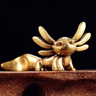 Brass Axolotl Statue, Creative Cute Tea Pet Home Office Decor Gift for Pet Lovers