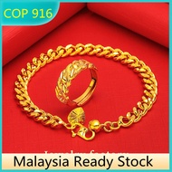 Gelang Tangan Emas Bangkok Cop 916 Original Rantai Tangan Lelaki  Perempuan Emas Korea Cop 916 Rantai Leher Lelong Bracelet for Women Gold 916 Original Malaysia Buy 1 Take 1 Adjustable Open Ring Gelang Men Gelang Couple Viral Murah