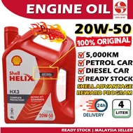 S2U Original Shell Helix HX3 Engine Oil 20W50 4Liter For Proton Perodua Honda Toyota Minyak Hitam Ke