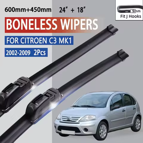 For Citroen C3 MK1 2002-2009 Car Wiper U-type Soft Rubber Boneless Wiper HD Quiet Durable Automotive