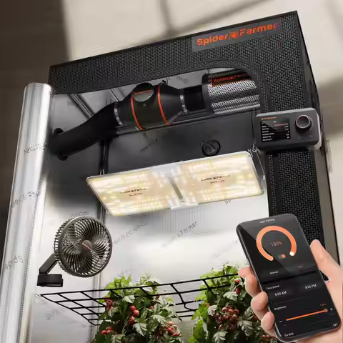 Spider Farmer 1.2x0.6x1.8m Smart Grow Tent Kit with GGS+SF2000 301H EVO LED Grow Light+6” Clip Fan+4