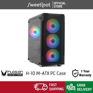 INVASION H10 Tempered Glass Micro ATX H-10 PC Gaming Casing with 4 ARGB Fans Chassis for M-ATX Build