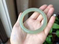 天然和田玉青海料玉鐲 圈口56.5mm 冰底晴水