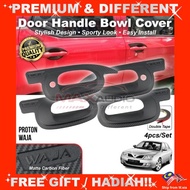 Car Door Handle Protector PROTON WAJA Matte Black Carbon Red Logo Bowl Cover Protector Sticker Trim
