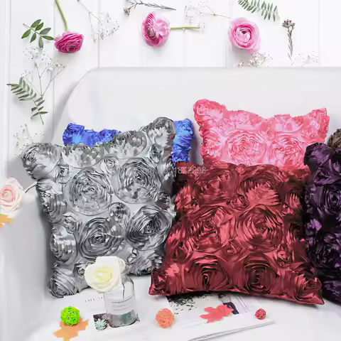 3D Rose Embroidery Cushion Cover 42x42/ 50x50cm Throw Pillow Case Valentine Day Gift For Home Decor 