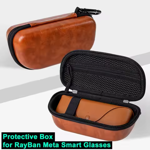 Portable Protective Box For RayBan Meta Wayfarer Smart Glasses Anti-fall PU Leather Hard Storage Bag