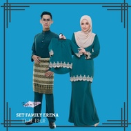 [teal blue] SET FAMILY ERENA KURUNG MODEN LACE IBU ANAK AYAH BAJU MELAYU CEKAK MUSANG RAYA SEDONDON