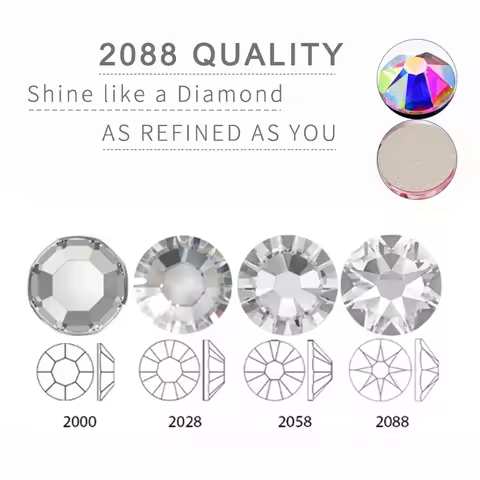 Super Shiny 3D Glass 16 Cut Facets 2088 Flatback Swarovsky DIY Nails Rhinestones Art Decoration Mani