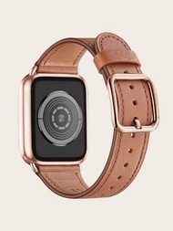 一條適用於蘋果手錶錶帶時尚經典白色皮革錶帶，有玫瑰金方扣裝飾，適用於 Se、Ultra 2、1、Se、S9、8、7、6、5、4、3、2、1 系列時尚流行女孩手錶愛好者黑白粉紅棕色玫瑰金更換 38Mm40Mm41Mm42Mm44M45Mm49M 智慧手錶錶帶蘋果手錶帶手腕