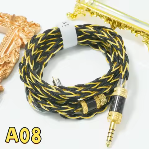 XINHS A08 Gold Cobra 2-Strand Coaxial Copper Gold Alloy Silver Plated Earphone Upgrade Cable