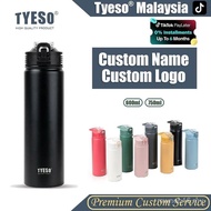 (Custom Name) 100% Original Tyeso Tumbler 600ml/750ml With Straw Thermos Cup Mug Water Bottle Custom