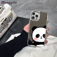 Panda Cartoon Mirror Cover For Samsung Galaxy S25 S24 S23 S22 S21 Plus S20 FE Note 20 Ultra F55 F14 