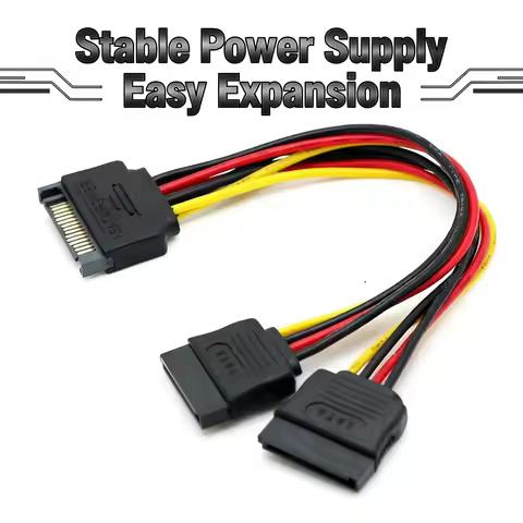 SATA II Hard Disk Powe 15Pin SATA Male To 2 Female 15Pin Power HDD Splitter High Quality Y 1 To 2 Ex