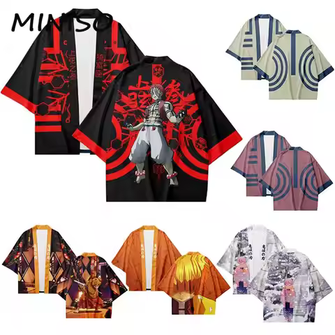 Demon Slayer Haori Akaza Cosplay Cardigan Agatsuma Zenitsu Costume Japanese Anime Kimono Loose Tops 
