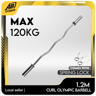 Olympic Curl Barbell with Spring Lock / Barbell Keriting Olimpik dengan Kunci Spring