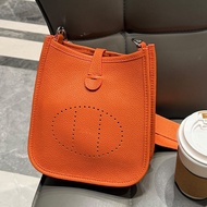 ✨8.18 Genuine Leather High-Fixed Style Mini Hollow Tote Bag First Layer togo Cowhide One-Shoulder Di