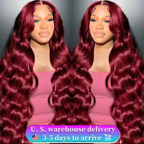 99J Burgundy Lace Frontal Wig 13x6 Body Wave Lace Front Wig HD Transparent Lace Frontal Wig Human Ha