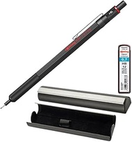 rOtring 600 Mechanical Pencil Set | 12 leads 0.7 mm HB | Black All-Metal Body Propelling | Pencil in