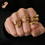 Chunky Silver Rings for Women - Adjustable Statement Stackable Rings Set