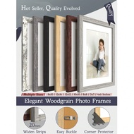 1pc Elegant Woodgrain Photo Frames, 12x16/12x12/8x10/8x8/6x6/5x7/4x6 Inches, With Mat/Easy Buckle/Wi