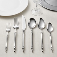 [ANGELA]Bead Handle Cutlery Ergonomic Grip Design Polished Silver Facade Table Upgrade