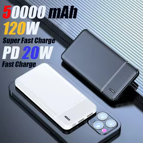 120W 50000mAh PowerBank Portable Super Fast Charger External Battery PowerBank High Capacity PowerBa