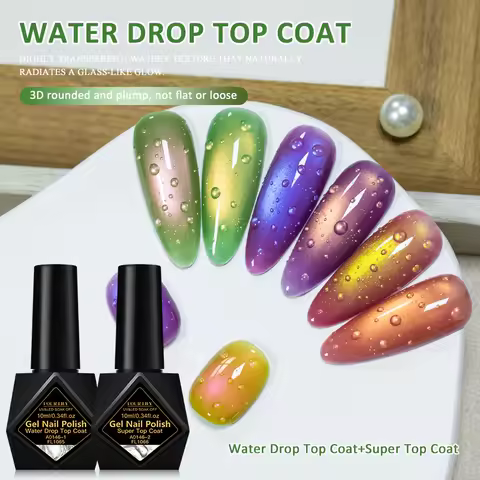 10ml Water Drop Top Coat & Super Top Coat Gel Nail Polish Ultra-Glossy Protective Clear Top Coat UV/
