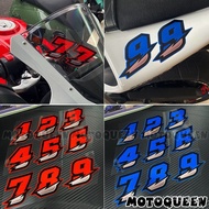 Red number decal for electric off-road racing motorcycle helmet windshield decoration reflective sti