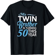 50Th Birthday Gifts For Twin Brothers Funny Birth Year T-Shirt
