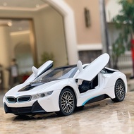 [Ready Stock Hot Sale] Simulation 1: 32 BMW i8 Alloy Car Model BMW 3 Series Collection Ornaments Met