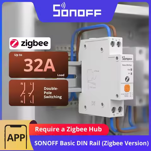 SONOFF BASIC-ZB1GSP Basic DIN Rail Zigbee Smart Switch 32A High-Power Double-Pole Switching Energy T