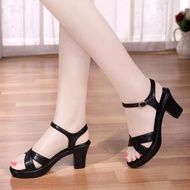 HShop Middle-aged women's sandals with 2 cross straps, style 3 centimeters, 5 centimeters, 7 centime