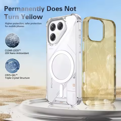 For Tecno Pova 7 4G Magnetic Transparent Phone Case For Tecno Pova 7 Ultra Pova7 Pova8 5G Airbag Sho